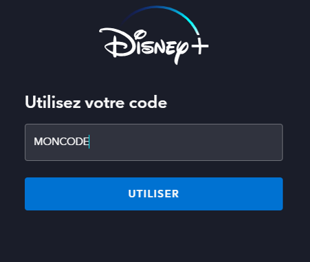 Entrez le code offert par 099ans pour Disney+