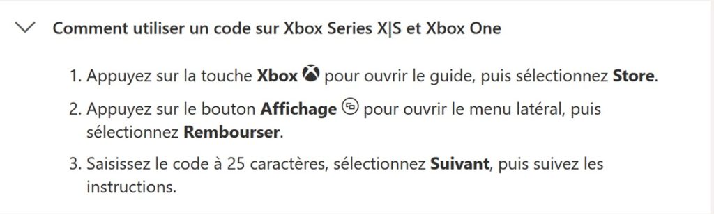 Comment utiliser un code directement sur la Xbox (Series X|S et One) :