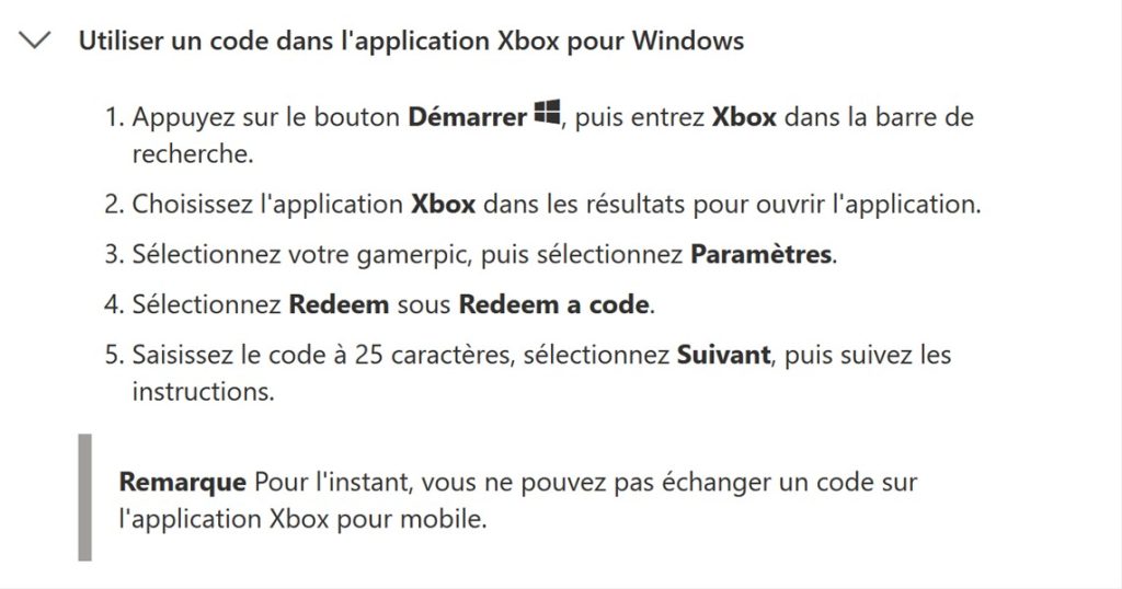 Comment utiliser un code dans l’application Xbox pour Windows ?