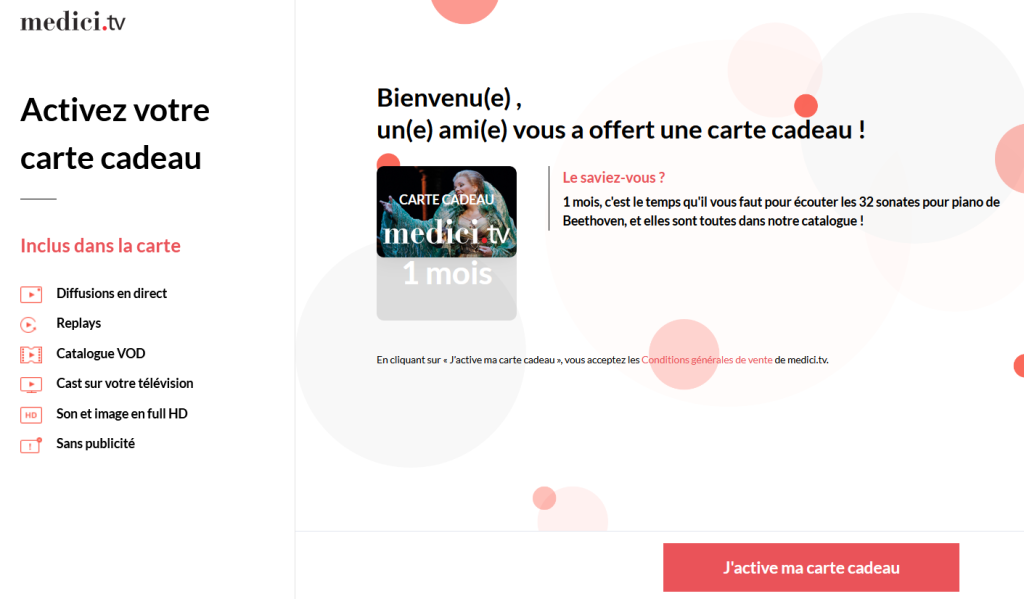 comment activer une carte cadeau medici.tv