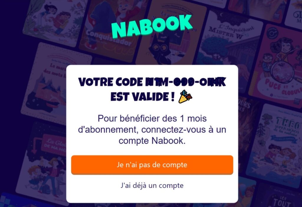 créer un nouveau compte Nabook ou vous connecter à un compte existant